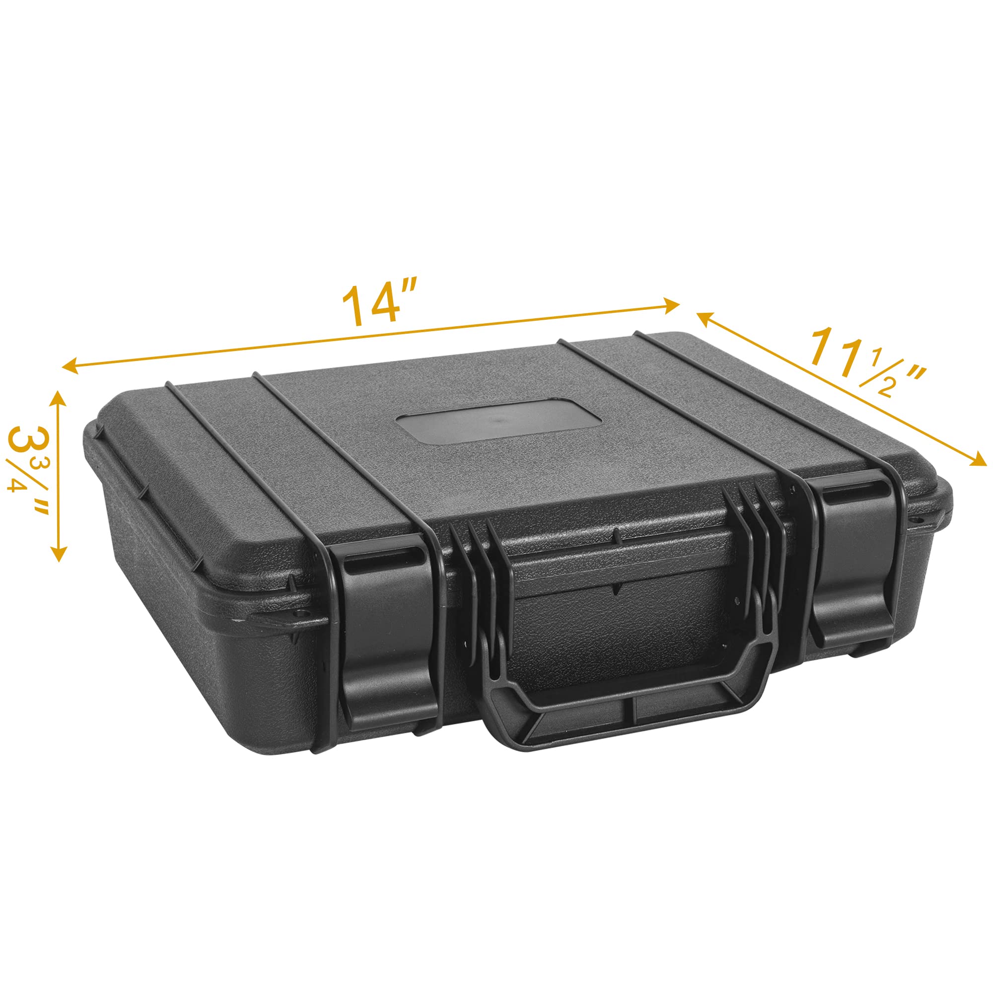 Custodia protettiva rigida impermeabile IP67/antiurto con inserto in schiuma fai da te personalizzato per fotocamera, obiettivi, laptop e altro, nero, Nero , 14 X 11.5 X 3.7 Inch, Non