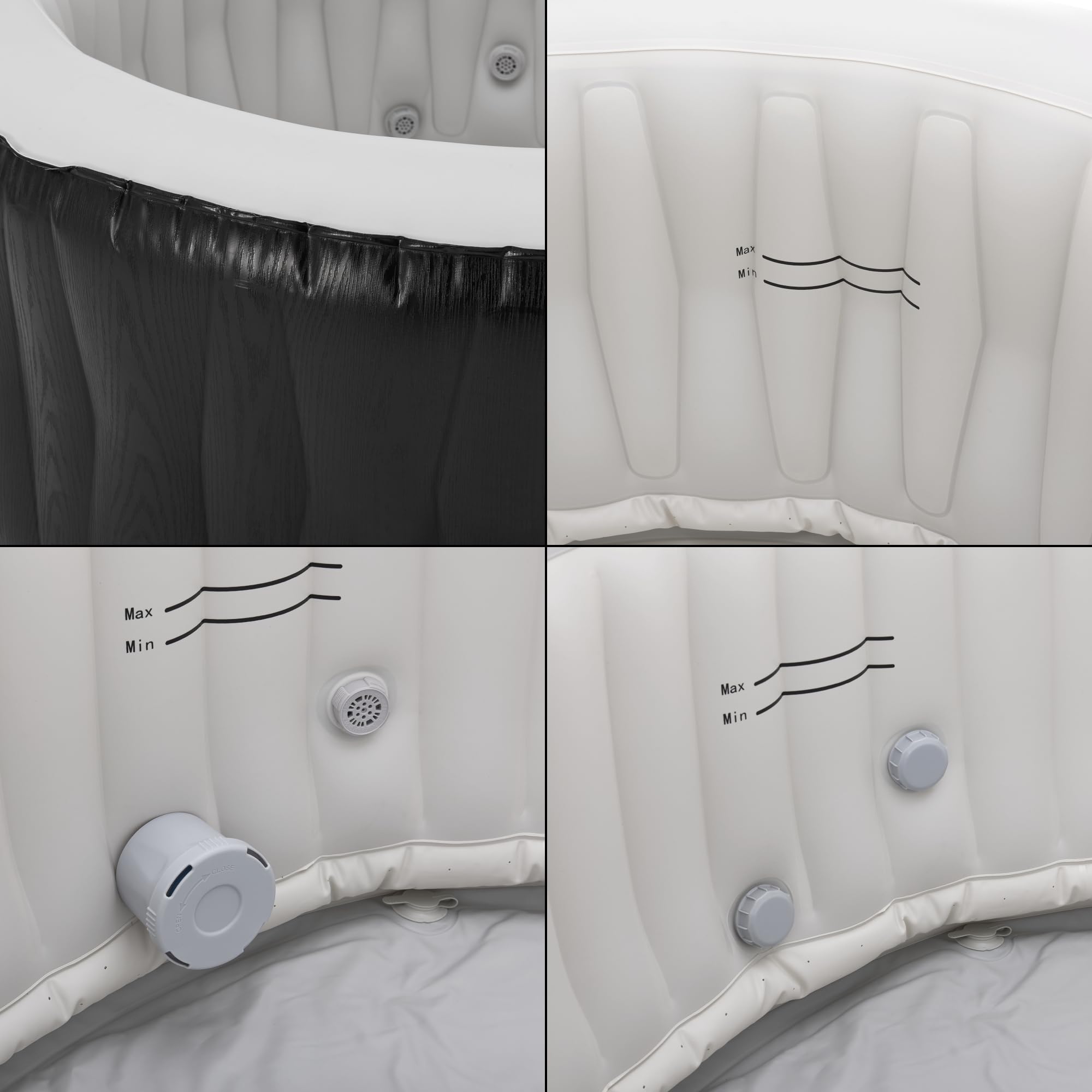 pro.tec Nadmuchiwany basen z hydromasażem Carbone dla 3 osób zewnętrzna wanna spa z masażem i 105 dyszami masującymi basen z pompą i filtrem 165 x 70 cm podgrzewany basen ogrodowy okrągły czarny