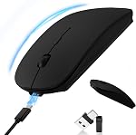 2026 Souris sans fil Bluetooth avec Jigggler, Souris mince et silencieux, USB-A/USB-C Récepteur en mode double BT5.2 & 2.4G, ajustable DPI Souris optique pour MacBook, iPad, Chromebook, Ordinateur portable, PC - Bleu