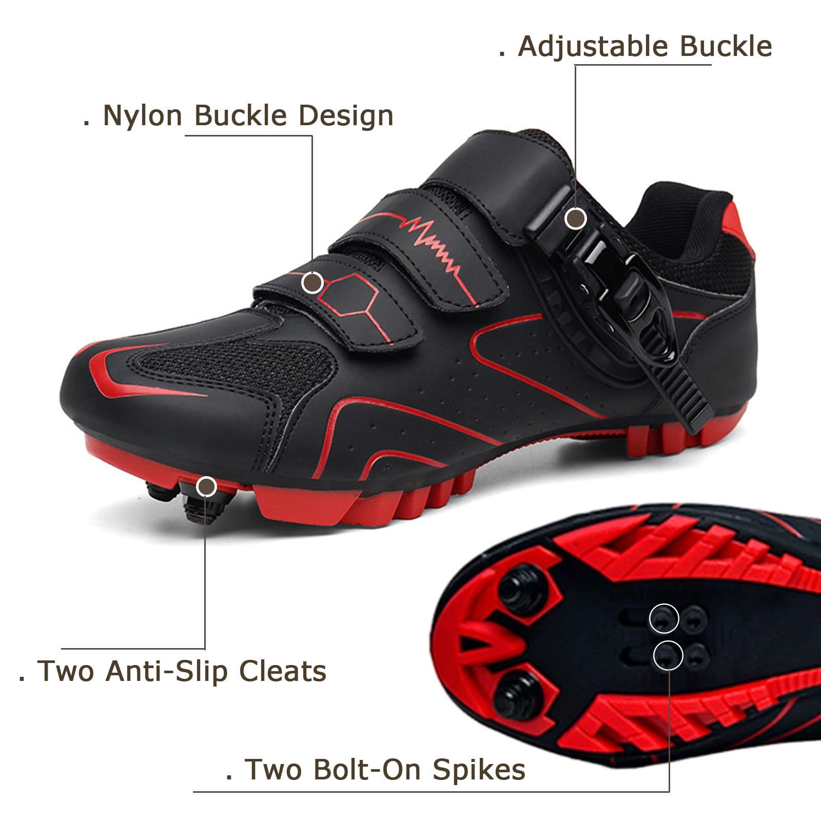 Surwin Zapatos Ciclismo Hombre y Mujer MTB, Zapatillas de Ciclismo con 2 Tornillos y Calas Zapatos Mountain Bike Unisex Antideslizante Transpirable, 36EU-47EU