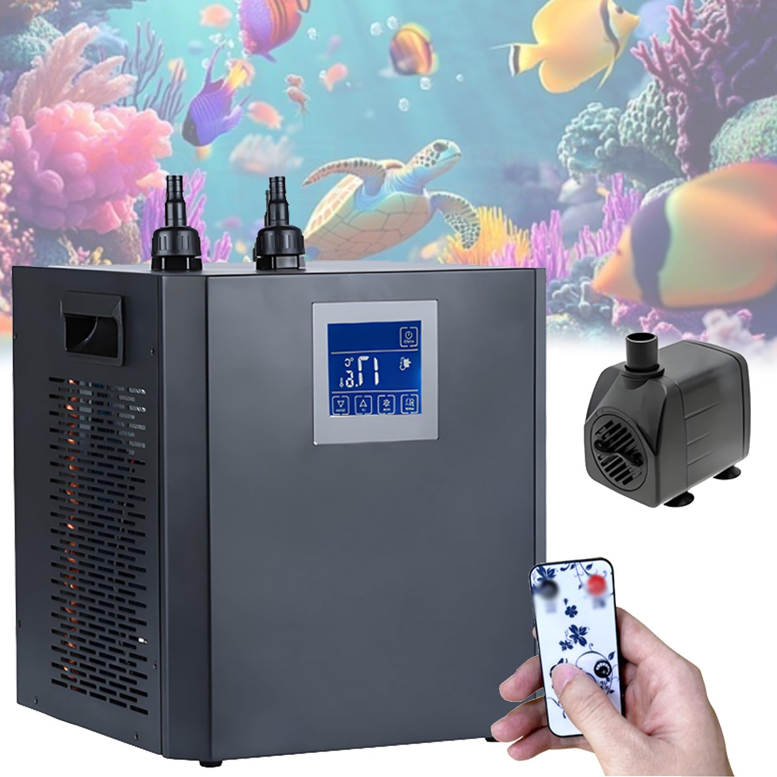 Chłodziarka do wody 500L do akwarium hydroponicznego, sprzęt chłodzący do wodorostów, meduz, koralowców, krewetek, profesjonalna chłodziarka do akwarium, regulowana w zakresie 4-50°C/39-122°F