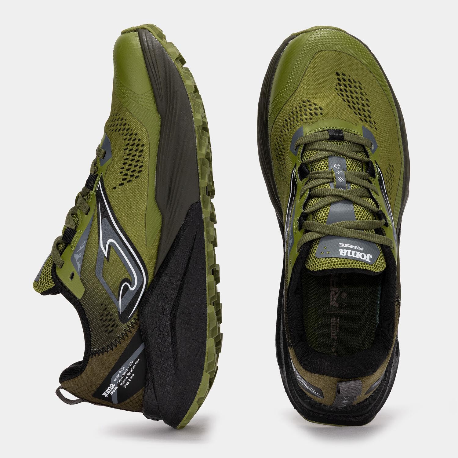 Joma Rase, Zapatillas de Trail Running Hombre, Caqui, Malla Transpirable, Amortiguación Reactiva
