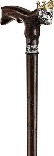 Miniatura 5 de Asterom Handmade Wood Walking Cane for Men - Skull King - Cool Men's Wooden Canes Fashionable Walking Stick