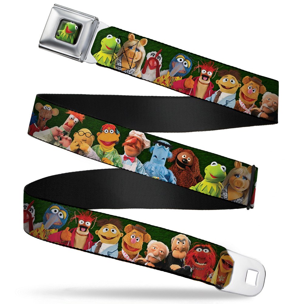 Buckle-Down Seatbelt Belt - Muppets 20-Character Group Pose Greens - 1.5" Wide - 32-52 Inches in Length