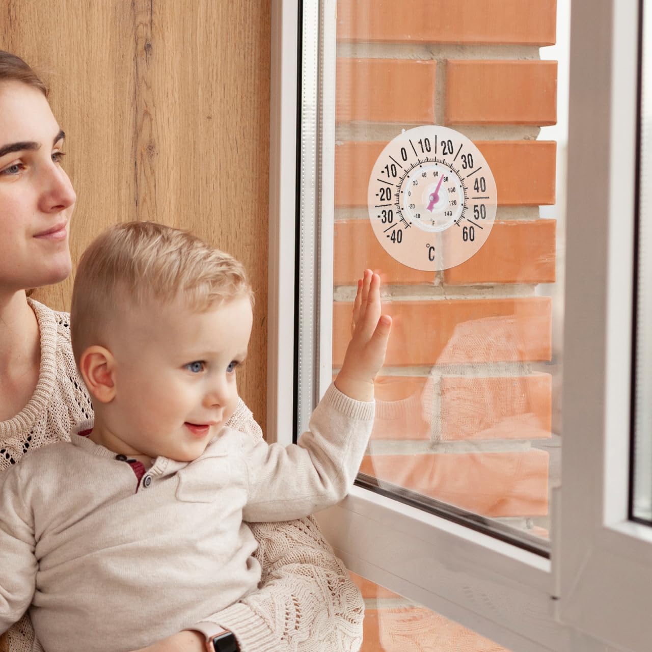 INOOMP Window Thermometer Easy-Mount Suction Cup Thermometer Temperature Gauge for Home Office Indoors or Outdoors