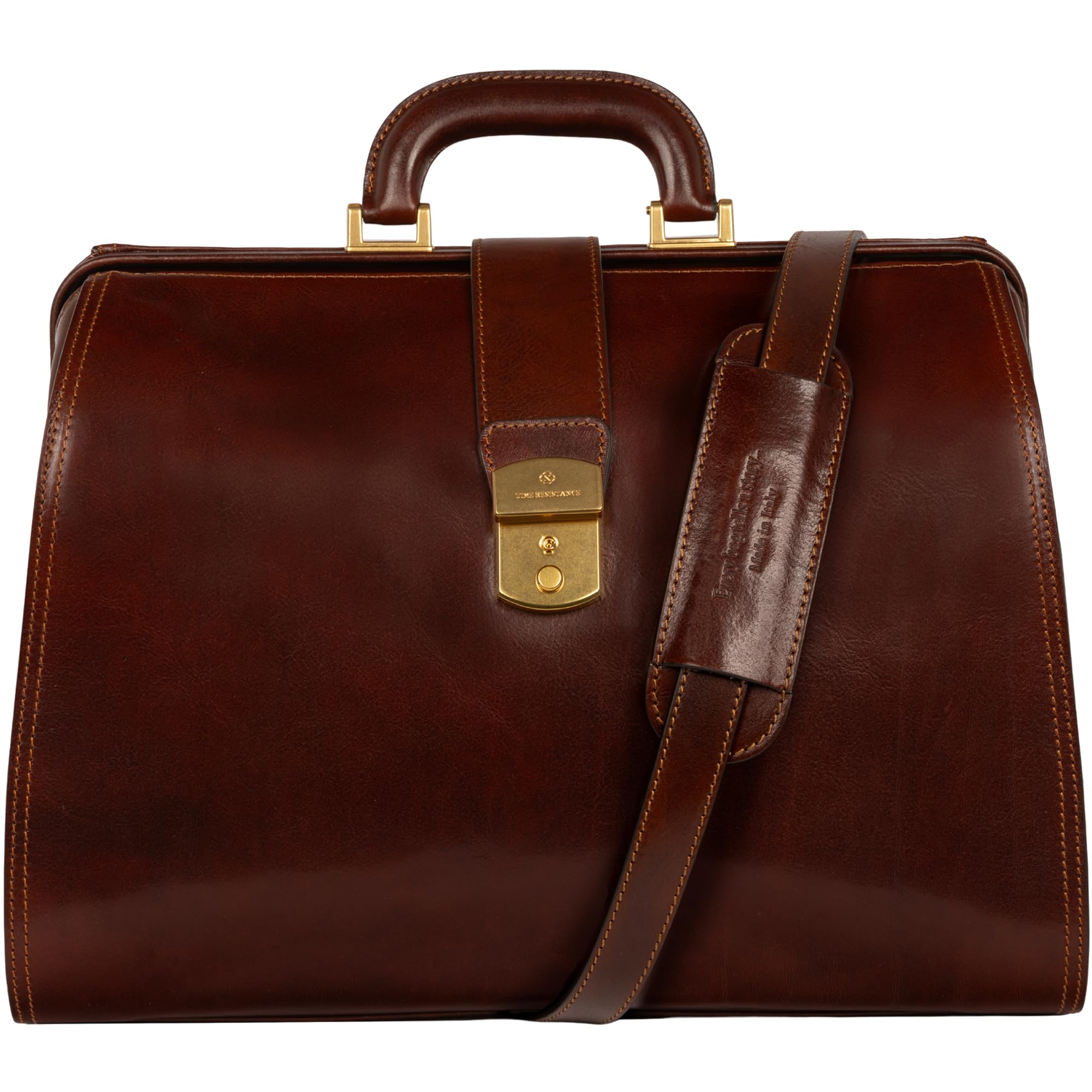 Time Resistance Maletín de Médico de Cuero - Maletín Médico Italiano Hecho a Mano - Bolso de Mano de Estilo Vintage