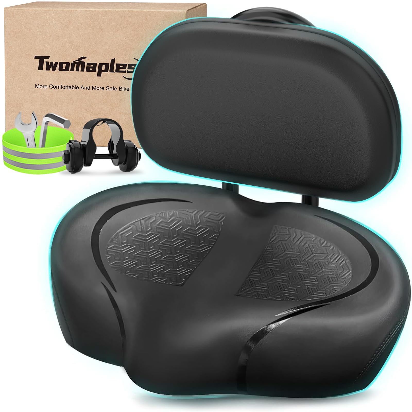 Noseless Bike Seat Cushion for Men & Women - Extra Padding & Comfort Wide Bicycle Seat, Oversized Comfortable Saddle for Peloton Bikes, Exercise Bikes