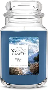 Yankee Candle Large Jar Scented Candle with up to 150 Hour Burn Time, Premium Plant Wax Blend for Consistent Burn, 22 oz Jar Candle with Room Filling Fragrance, Ocean Air