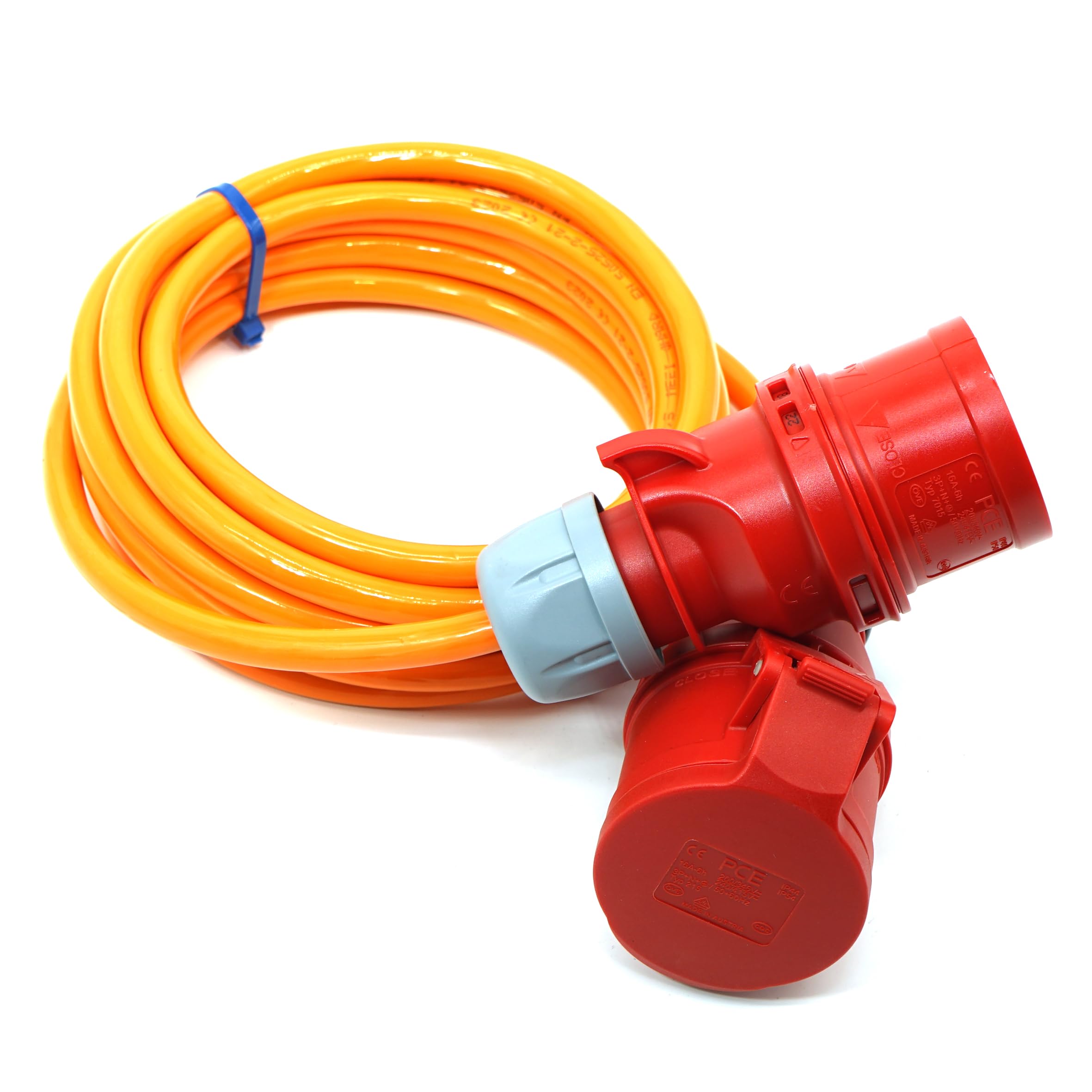 Event-Kabel & more CEE Starkstrom Verlängerungskabel Business-Line – PUR orange H07BQ-F 5×1,5 mm² – 16A 400V – PCE Shark Stecker & Kupplung – Made in Germany (Längen: 1,5m-50m) (3 Meter)