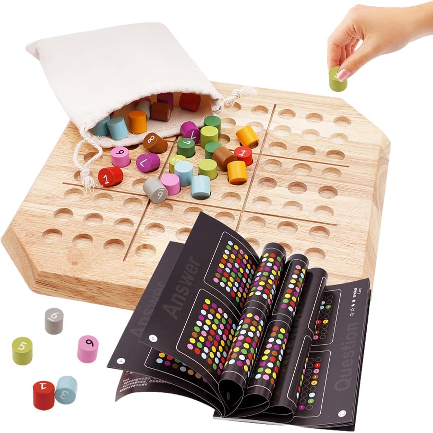 woyufen Sudoku de Colores - Juego de Mesa Sudoku con Madera - Juego de Mesa Sudoku Número de Juego de Familia Grande Juego de Pensamiento para Adultos y niños