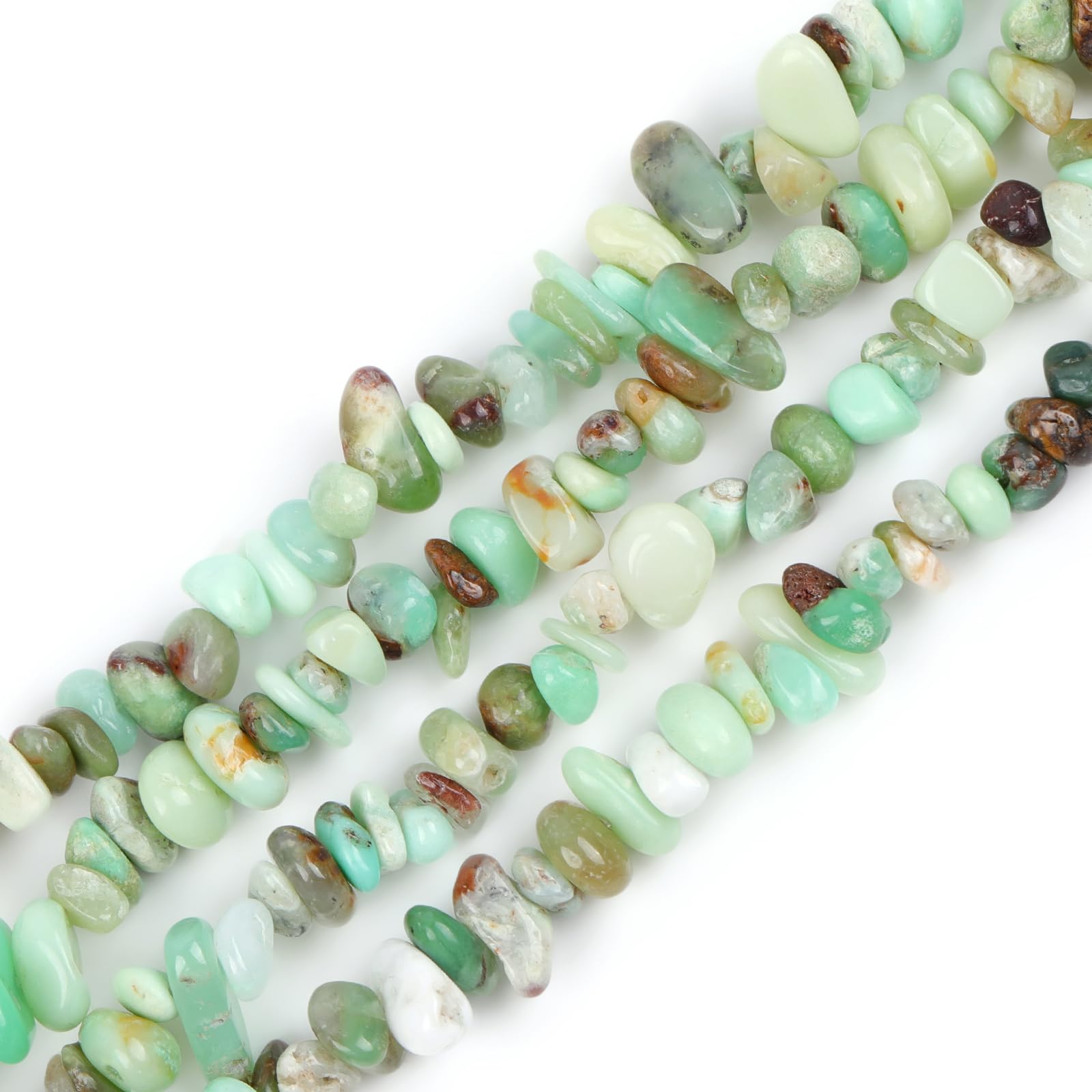 Sweet & Happy Girl's Store 7-8mm Gemstone Green Opal Gravel Beads Strands 34 Inch Jewellery Making Beads — image 1