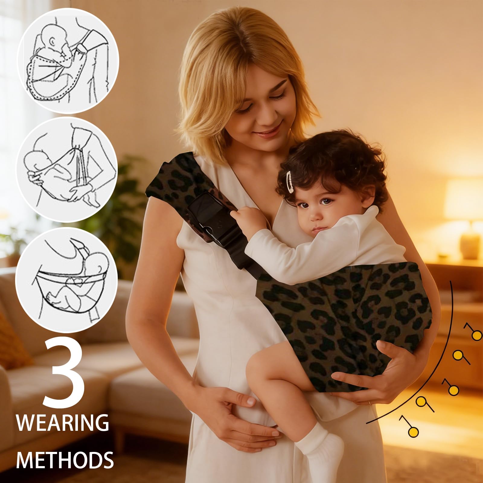 LUKIUP Fascia portabebè per neonati, Tracolla regolabile, Fascia portabebè laterale, Fascia ergonomica per neonati, per neonati, bambini piccoli fino a 20 kg (B)