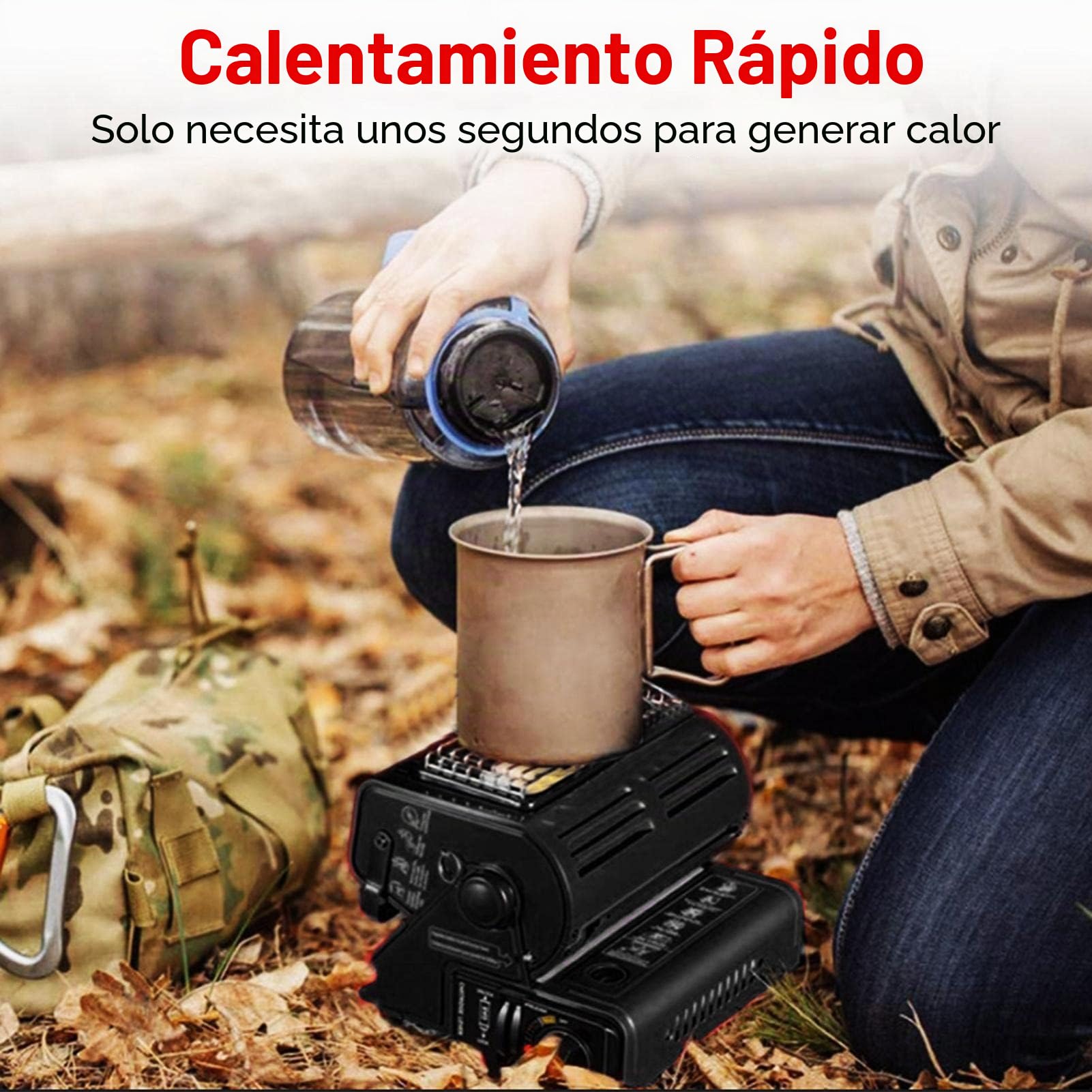 Calefactor de gas de cerámica 2 en 1, estufa de gas portátil, calefactor de gas para camping, pesca, tienda de campaña, coche, calefactor de cocina, 25 x 24 x 20 cm