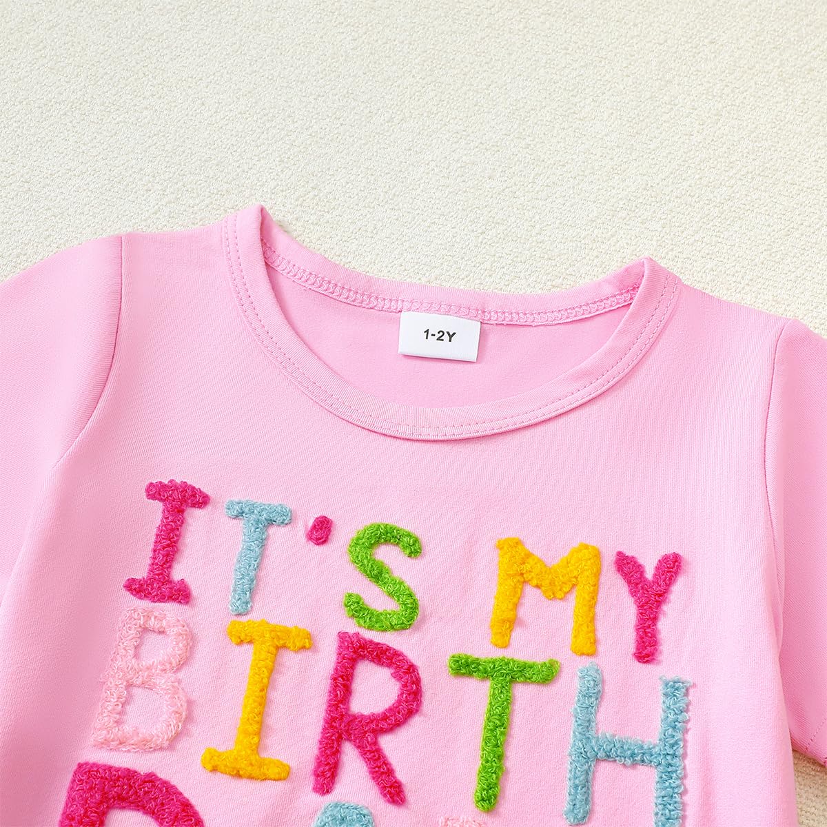 Ensemble Tenue d'anniversaire pour Bébé Fille Birthday Girl Lettre Brodés T-shirt +Tulle Tutu Jupe Robes d'anniversaire Fête pour Enfants 1-6 Ans