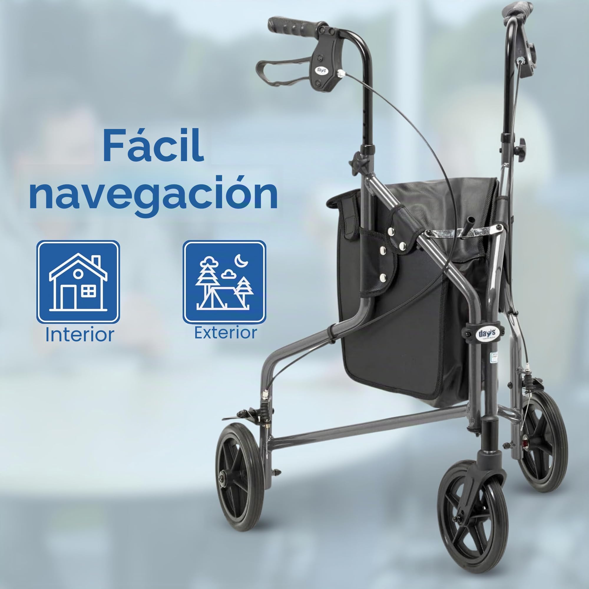 Patterson Medical - Andador ligero de tres ruedas, color azul