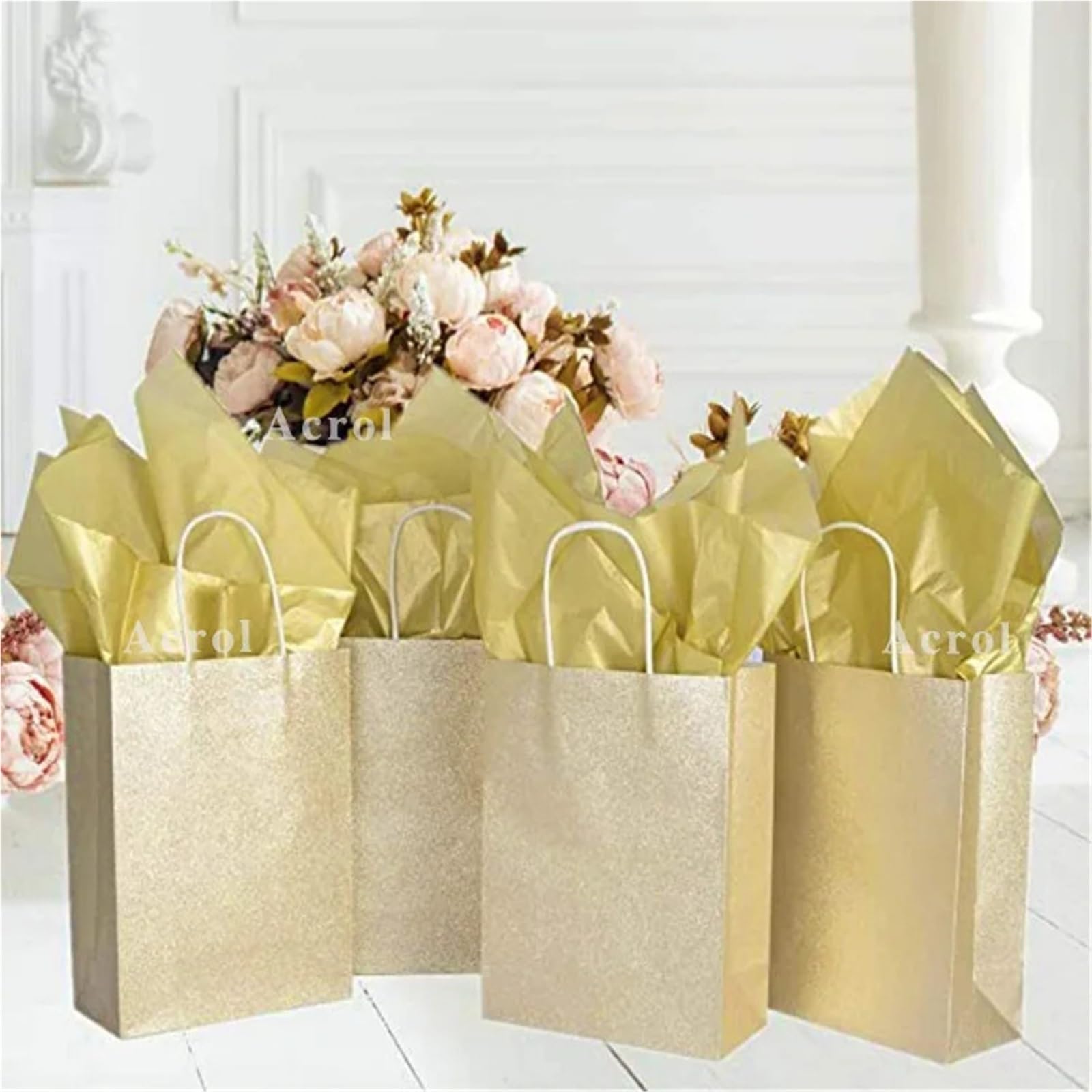 Florist Blumenstrauß Geschenkpapier, Geschenkpapier, 20 Stück Seidenpapier, Blumenmuster, 50 x 70 cm, mehrfarbig(Black)
