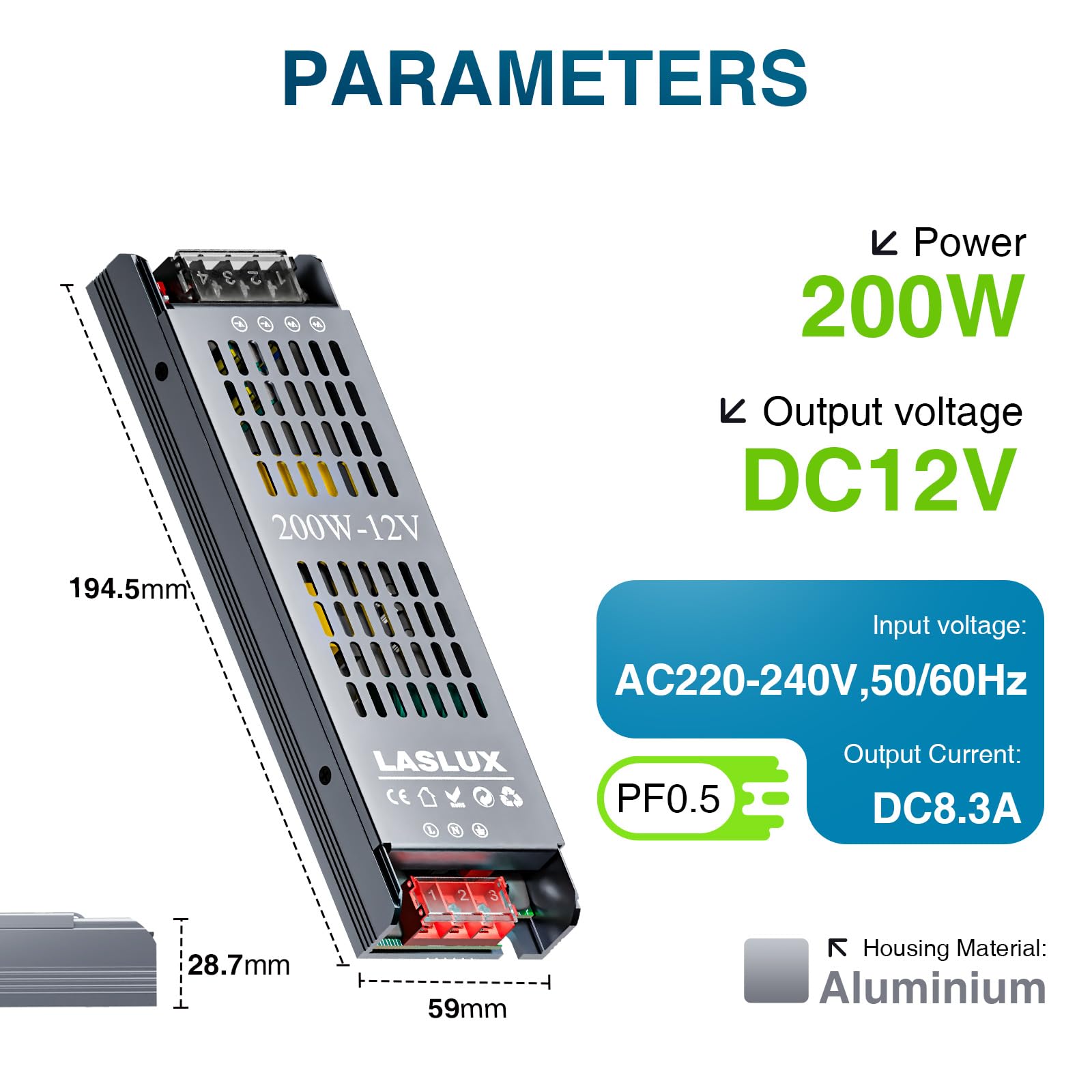 4 Pezzi Alimentatore LED 12v 16.7A 200W, Dimmer Trasformatore Universale LED AC 220V a DC 12v, Professionale Alimentatore per Strisce e Luce a Bassa Tensione (12v, 200, Watt)