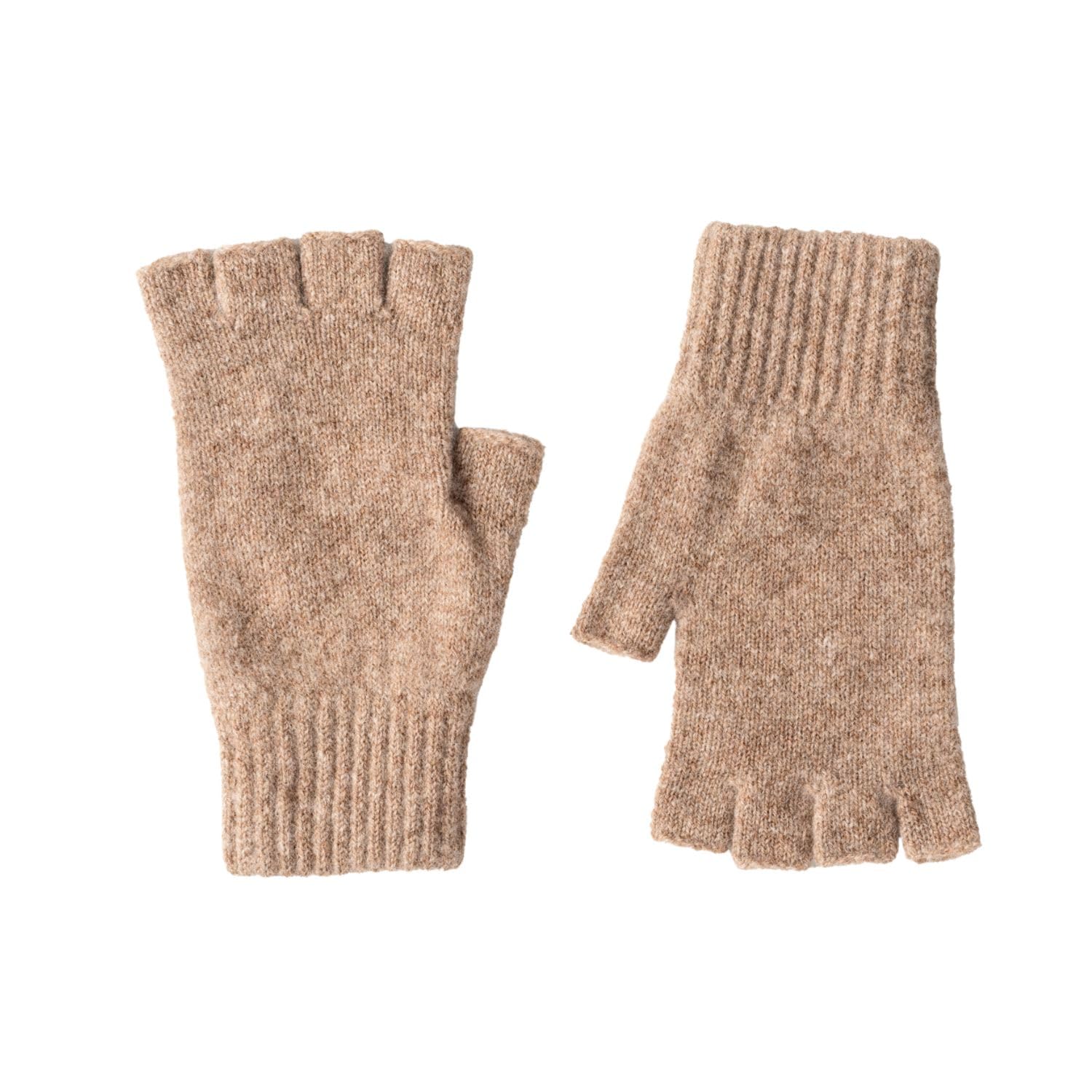 The Cashmere Choice Women's Beige Lomond Lambswool - Fingerless Gloves - Iona (Beige)