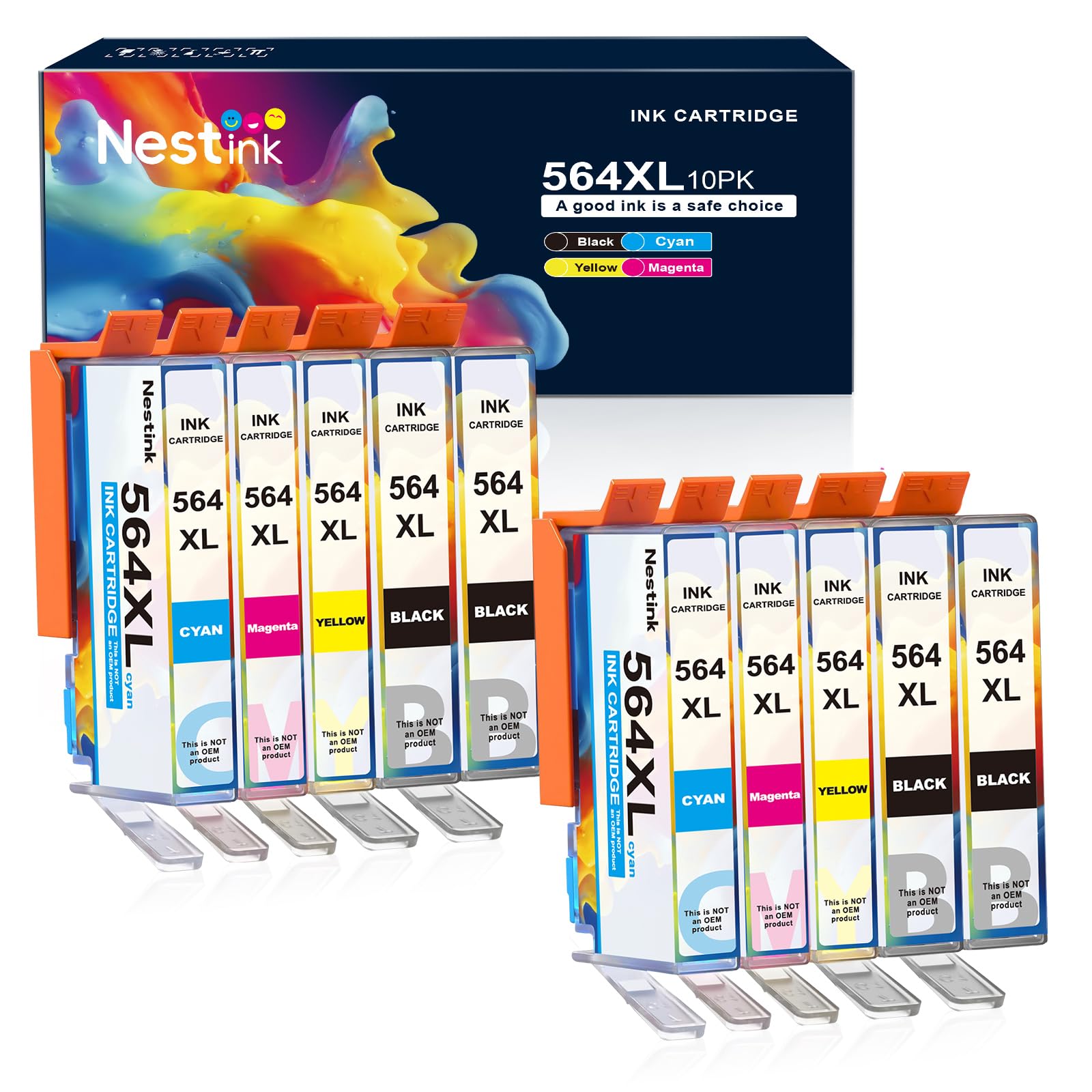 564XL Compatible Ink Cartridge Replacement for HP 564 XL 564XL High Yield 10 Combo Pack (4 Black & 2 C/M/Y) for DeskJet 3520 3522 Photosmart 7520 6520