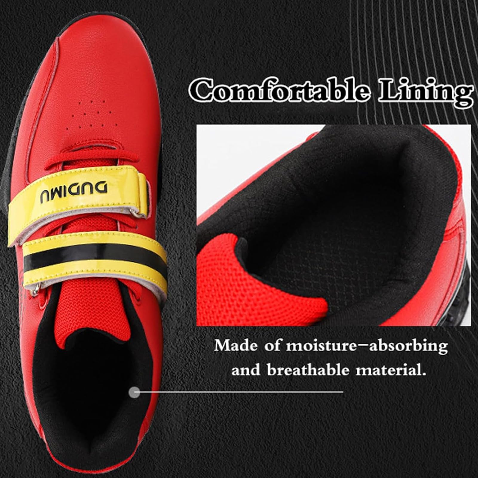 Scarpe da Sollevamento Pesi da Uomo, Scarpe Squat Uomo, Supporto per Il Tallone, Attrezzatura Palestra per Sollevamento Pesi, Cross Training, Squat Pesanti, Suola Rigida, Competizione