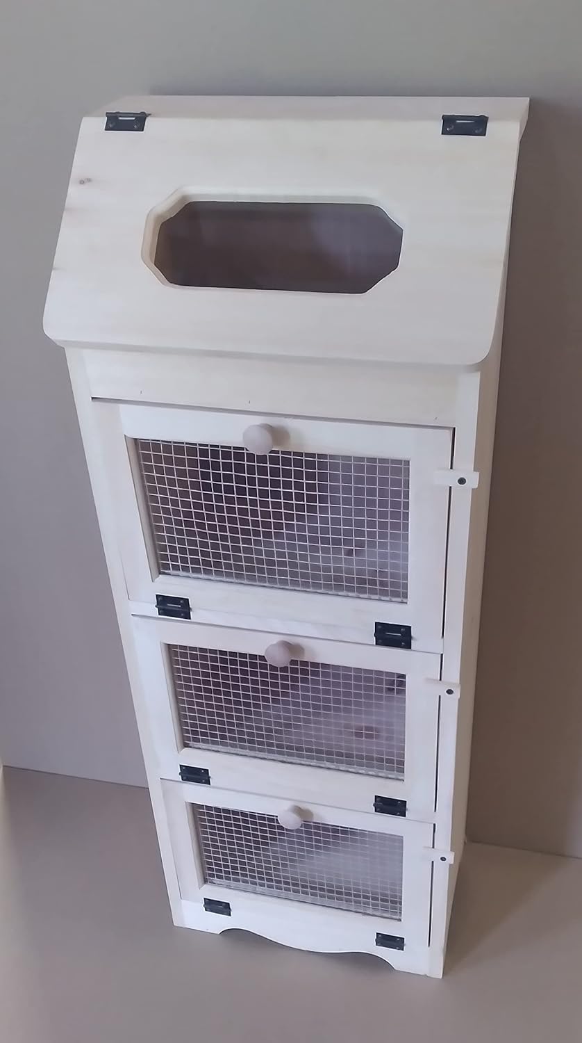 Amish Handcrafted Solid Pine Bread Box and 3 Door Vegetable Bin. Measures 16.5" L X 11" W X 43.5" H.