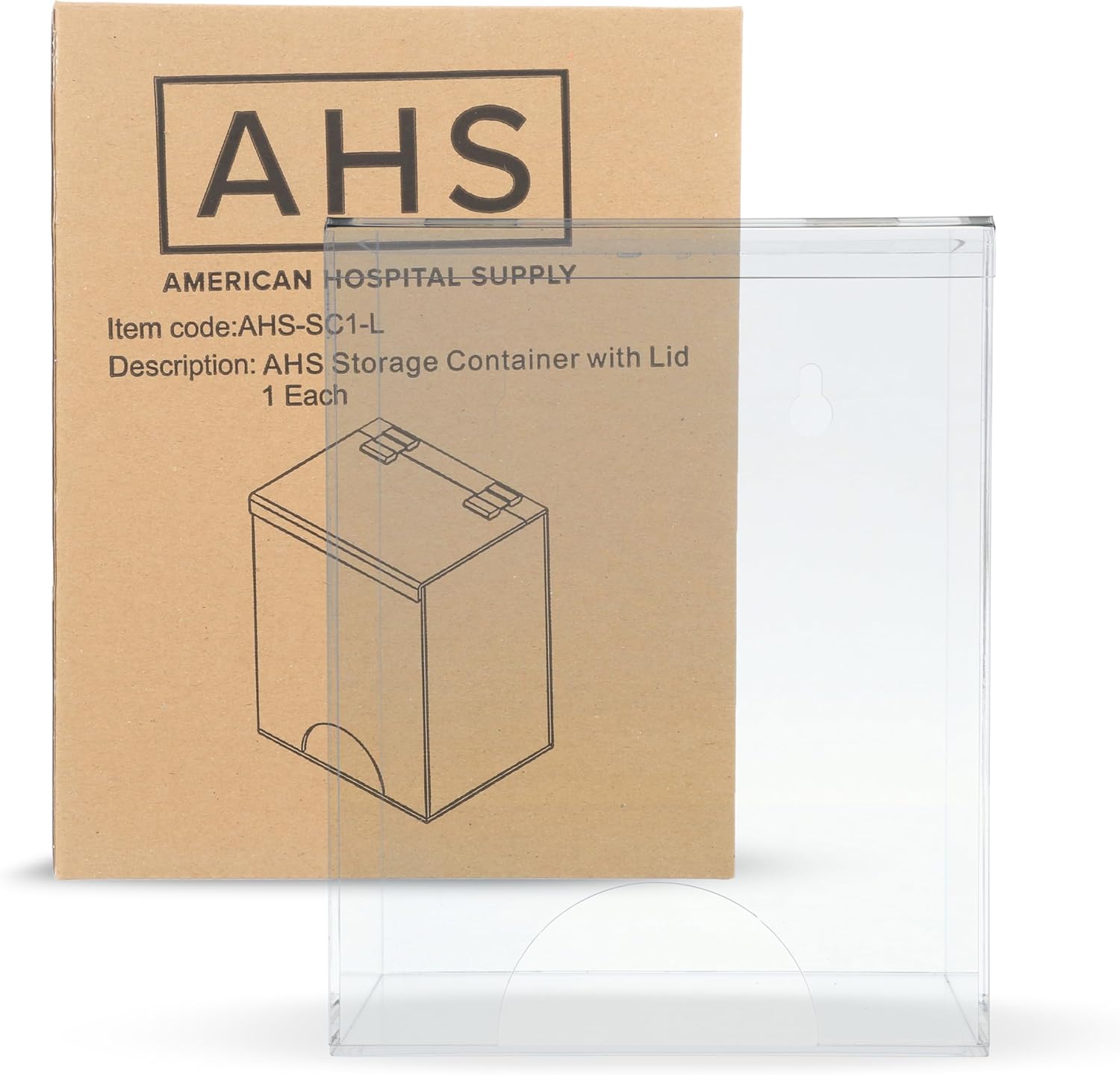 AMERICAN HOSPITAL SUPPLY Storage Container with Lid [Pack of 1] – Wall-Mount Acrylic Dispenser for Gloves, Face Masks, Hairnets | Clear Medical Organizer | 7.1" L x 5.5" W x 9.1" H