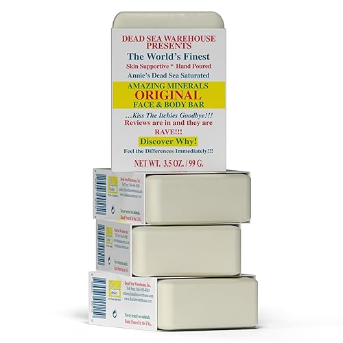 Miniatura 7 de Dead Sea Warehouse - Amazing Minerals - Barra limpiadora original para la cara y el cuerpo barra limpiadora de sal del mar muerto hecha a mano en
