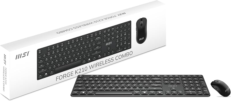 Forge K210 W Combo, Ratón y Teclado Inalámbricos con Interruptores de Tijera, Inalámbrico de Largo Alcance 2.4Ghz, Alimentación Recargable, Teclas de Acceso Rápido para Control Rápido, Sensor Óptico, 1600 DPI, Microinterruptor