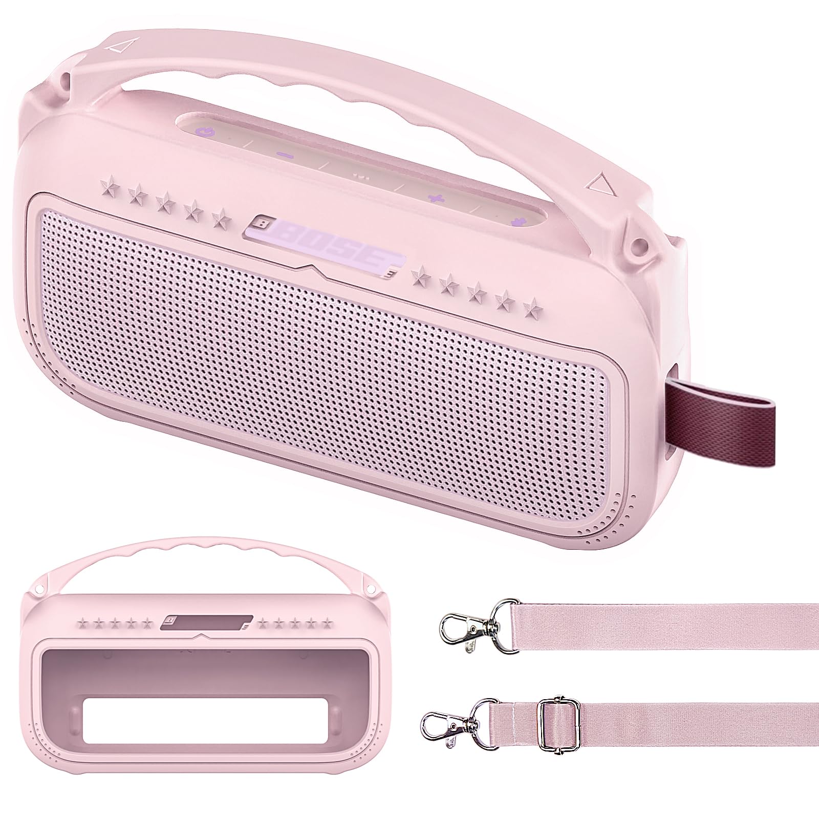 JCHPINE Silicone Cover Case for Bose SoundLink Flex Portable Bluetooth Speaker 2nd Gen, Protective Holder for Bose SoundLink Flex Speaker Accessories (Pink)