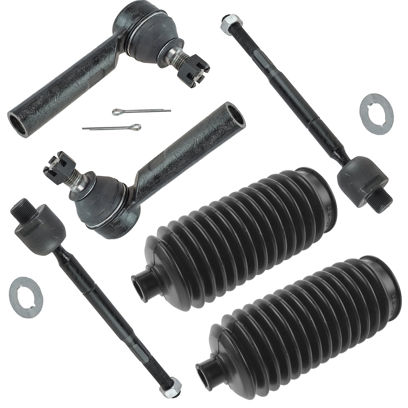 TRQ Front Steering Kit Steering Rack & Pinion Bellow Tie Rod Compatible with 2003-2009 Lexus GX470 Toyota 4Runner