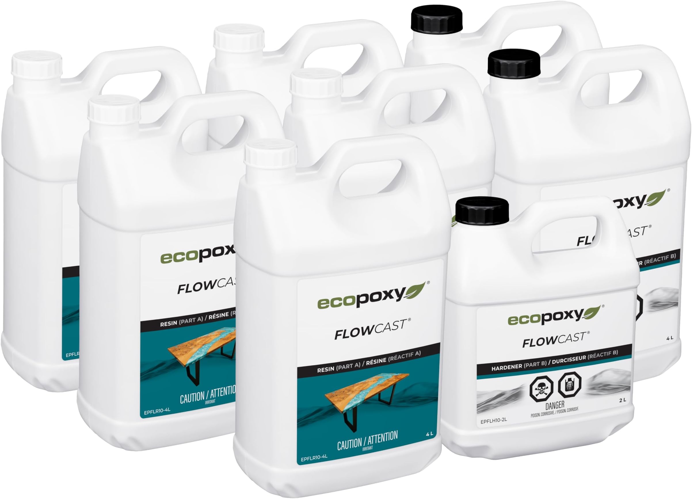 FlowCast Deep Pour Epoxy Resin Kit - 7.9 Gal / 30L: UV/Yellowing Resistant, Bio-Based Resin | Water Clear Epoxy for River/Ocean Tables and Other Deep Casting Bubble Free Epoxy Projects