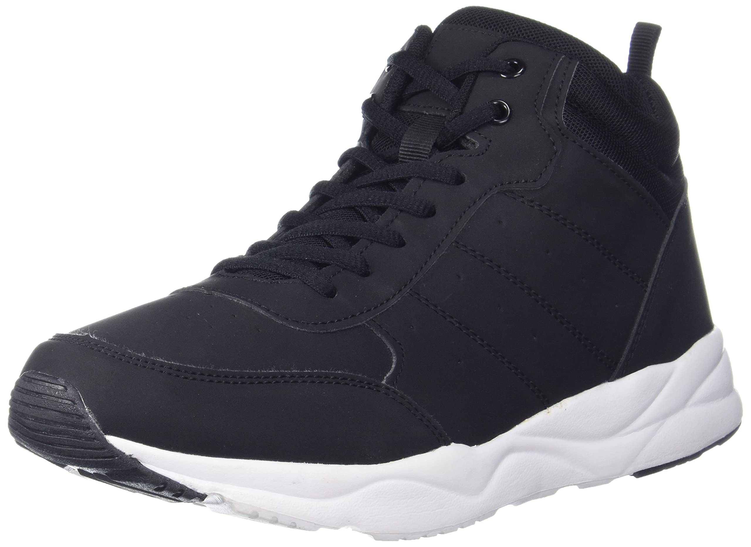 shoexpressMen's Textured Sneakers with Lace-Up Closure Black Boots-9 Kids UK (MD-JB-07)