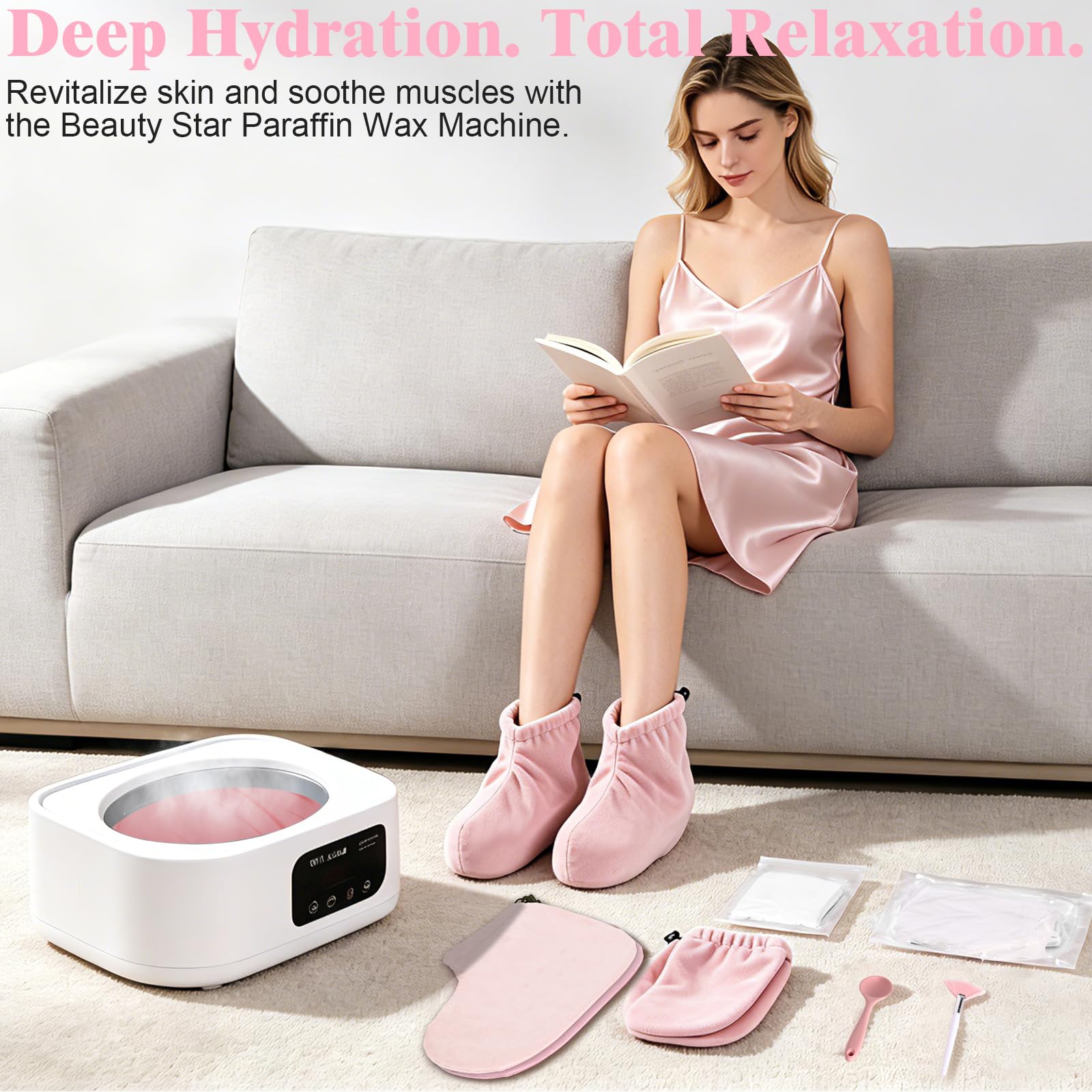 Beauty Star Macchina per cera di paraffina per mani e piedi, grande capacità da 3500 ml, con timer automatico e funzione di mantenimento del calore, kit idratante per alleviare l'artrite, pelle secca