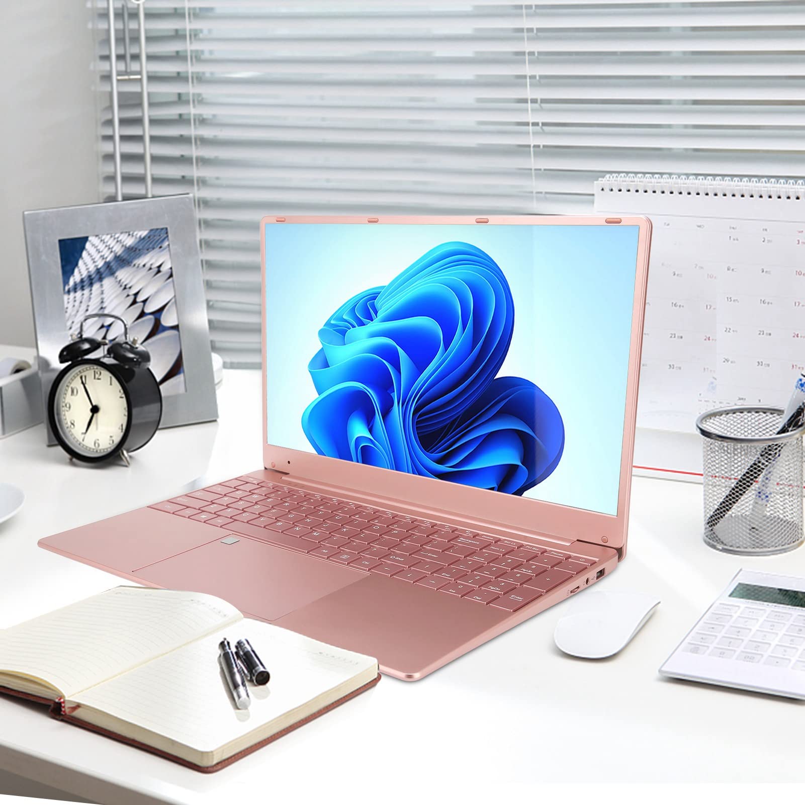 Gaming-Laptop, Rose Gold 15,6-inch Laptop Vingerafdruklezer 1920x1080 IPS- scherm voor Thuis (12 512G EU-stekker