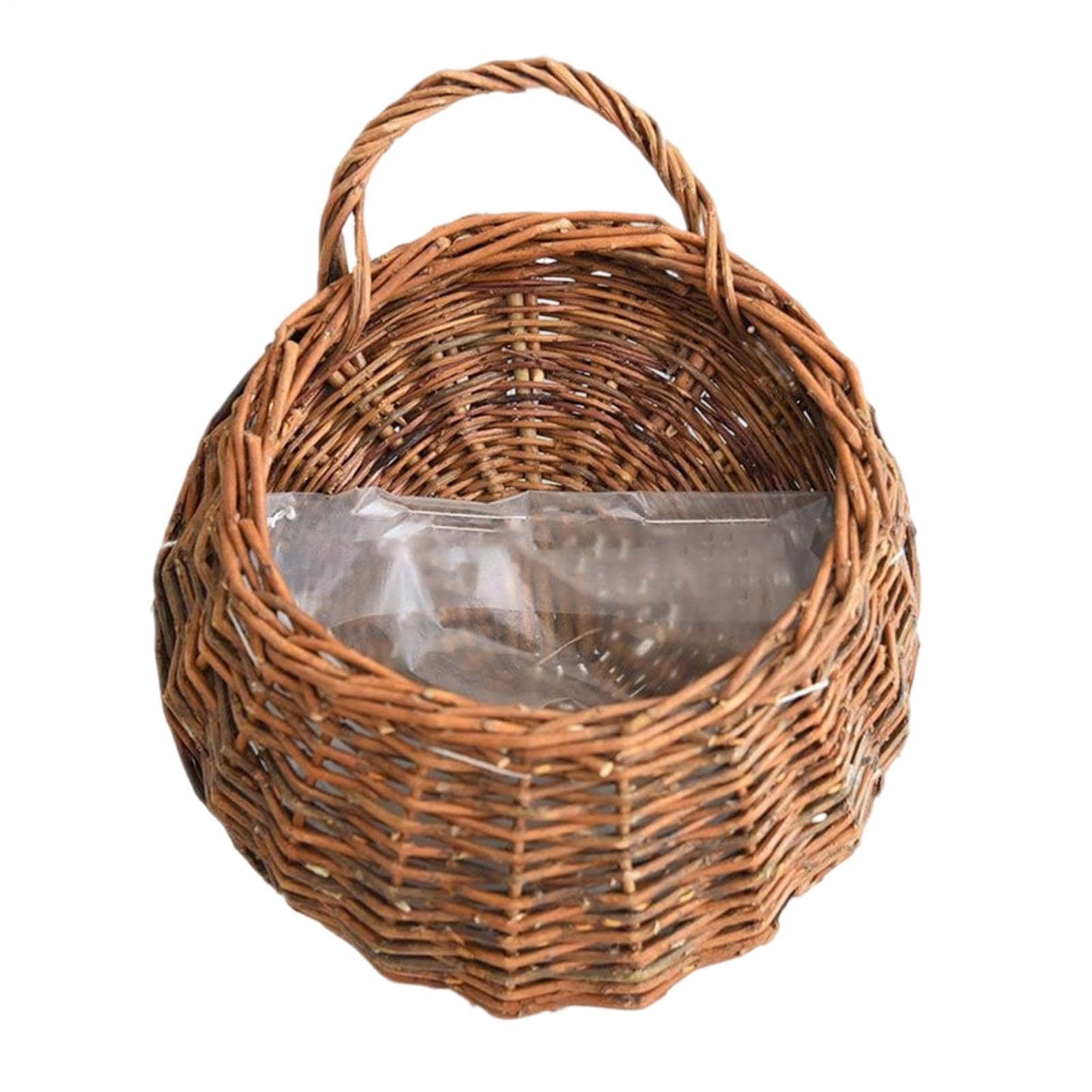 Fioriera artigianale in rattan, vaso da fiori in salice fatto a mano, vaso da 30 cm con retro , cestino da parete in fibra naturale, contenitore da appendere con stile intrecciato, supporto per