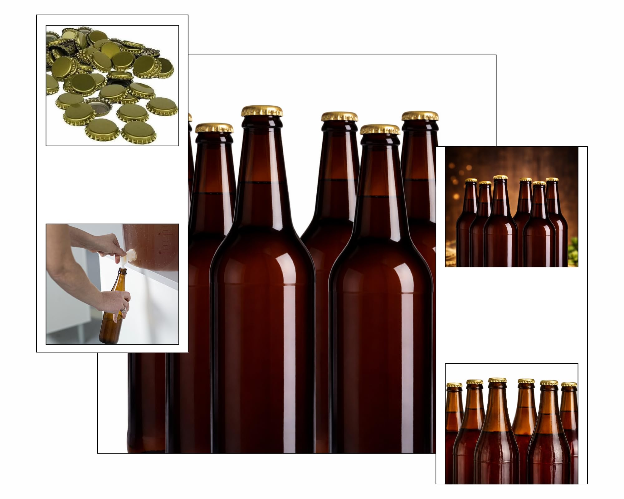made in home - Set - botellas de cerveza de 500 ml + cierres dorados de 26 mm (48)