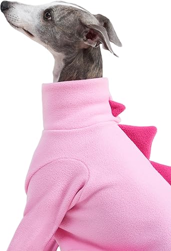 Miniatura 6 de Ropa de galgo italiano de galgo, disfraz de dinosaurio de vellón, acogedor disfraz de dinosaurio de vellón, abrigo básico de cuello alto (rosa,