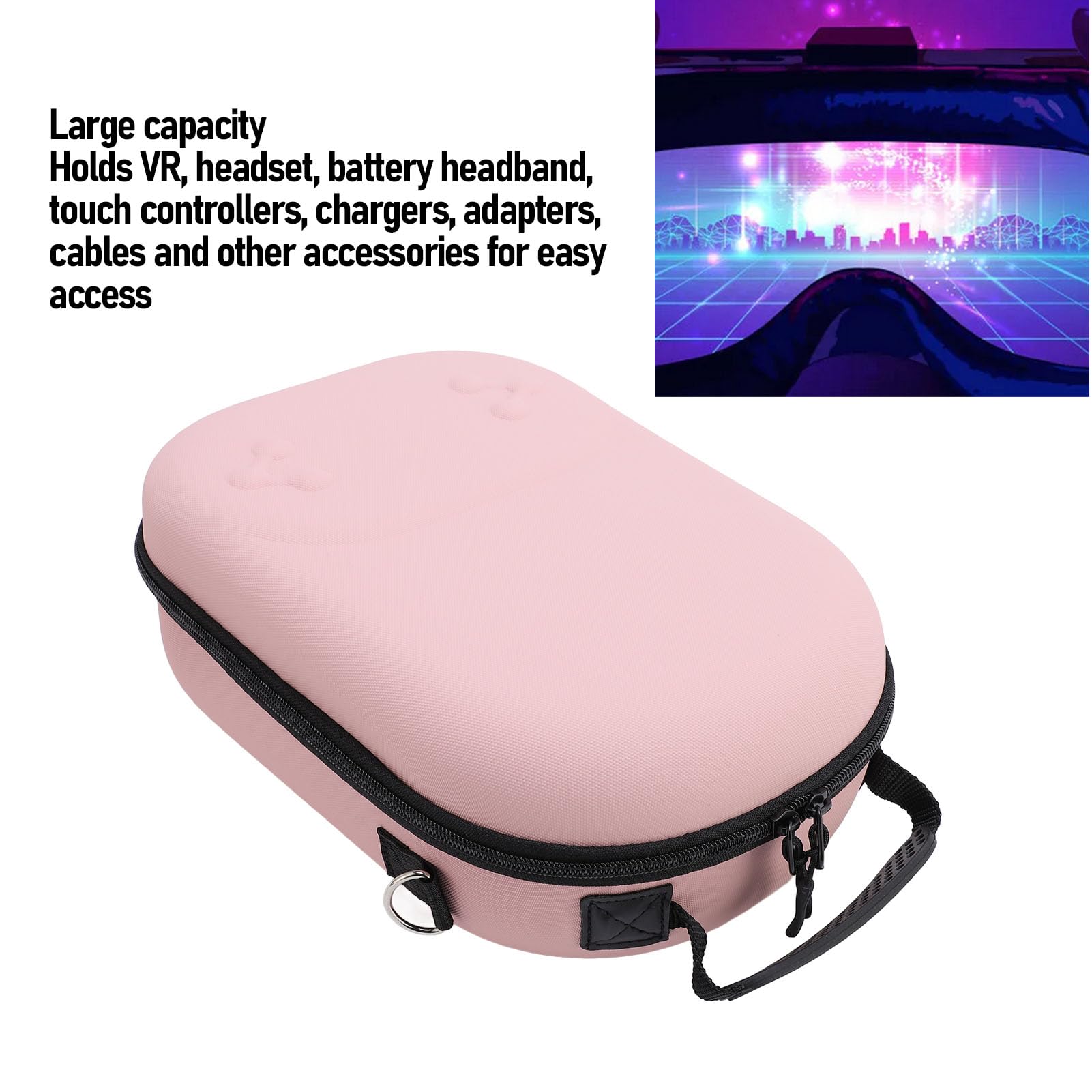 lyrlody Custodia Rigida da Viaggio, Custodia da Viaggio Organizer per Elettronica EVA PU, 13 X 9,4 X 5,3 Pollici, Antiurto per Controller Visori VR Cavi Caricabatterie per Viaggi Lavoro Casa (PINK)