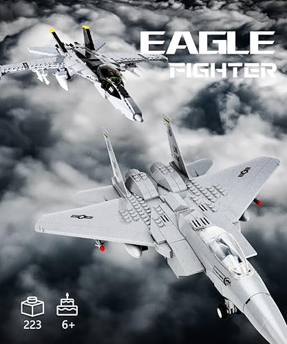 Miniatura 6 de F15 Fighter Egale - Juego de ladrillos de construcción de aviones militares, compatible con aviones y jets Lego, regalos de construcción y juguetes