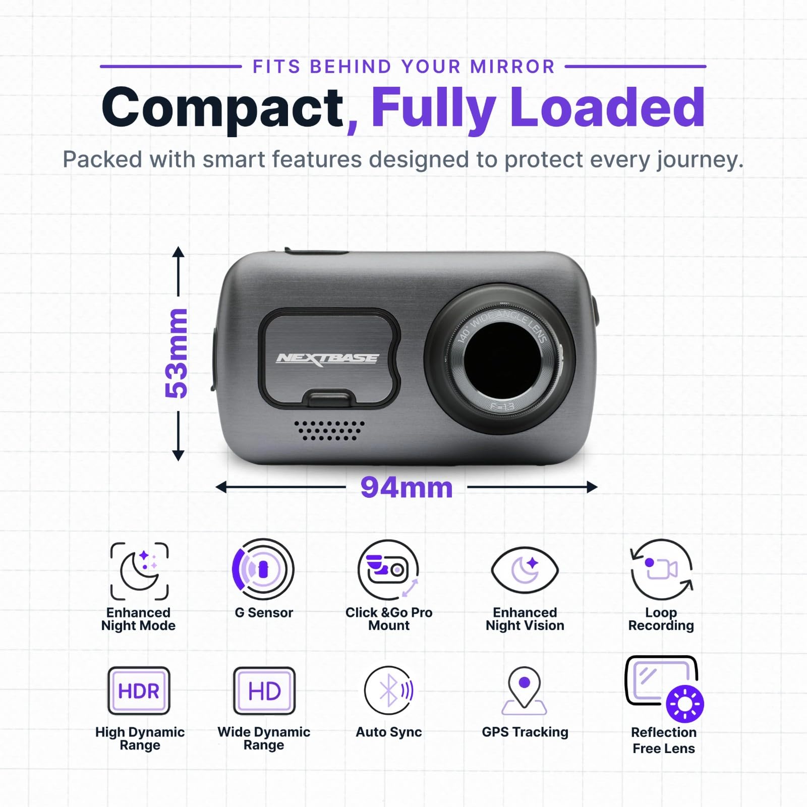 Nextbase Kamera samochodowa 622 GW Full 4K/30 kl./s UHD nagrywanie w samochodowej kamerze DVR - 140° z przodu - Wi-Fi, GPS, Bluetooth - super zwolnione tempo @ 120 kl./s - stabilizacja obrazu -