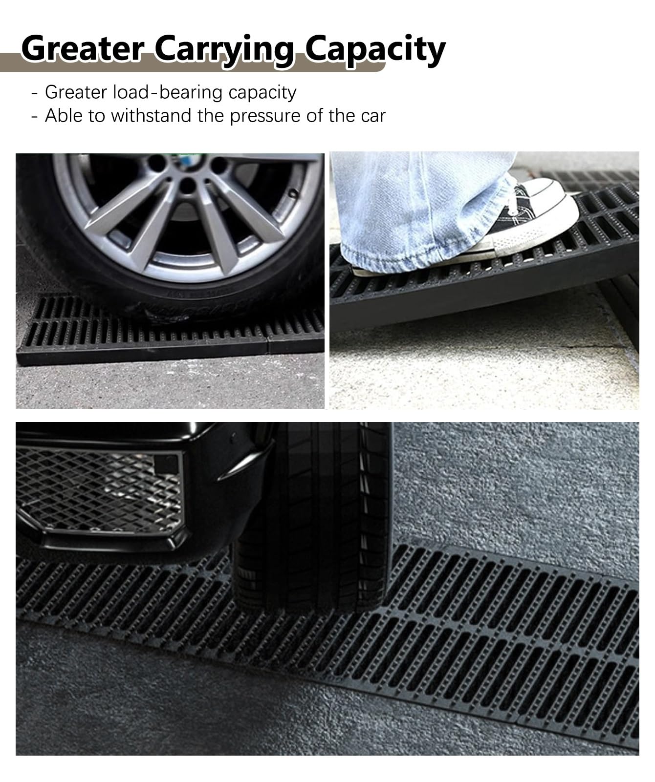 Caniveau Exterieur Grille D'évacuation Étroite de 10 cm de Large, Petit Format, Caniveau Français en Plastique, Longueur Totale 50 cm, Bassin de Rétention Antidérapant