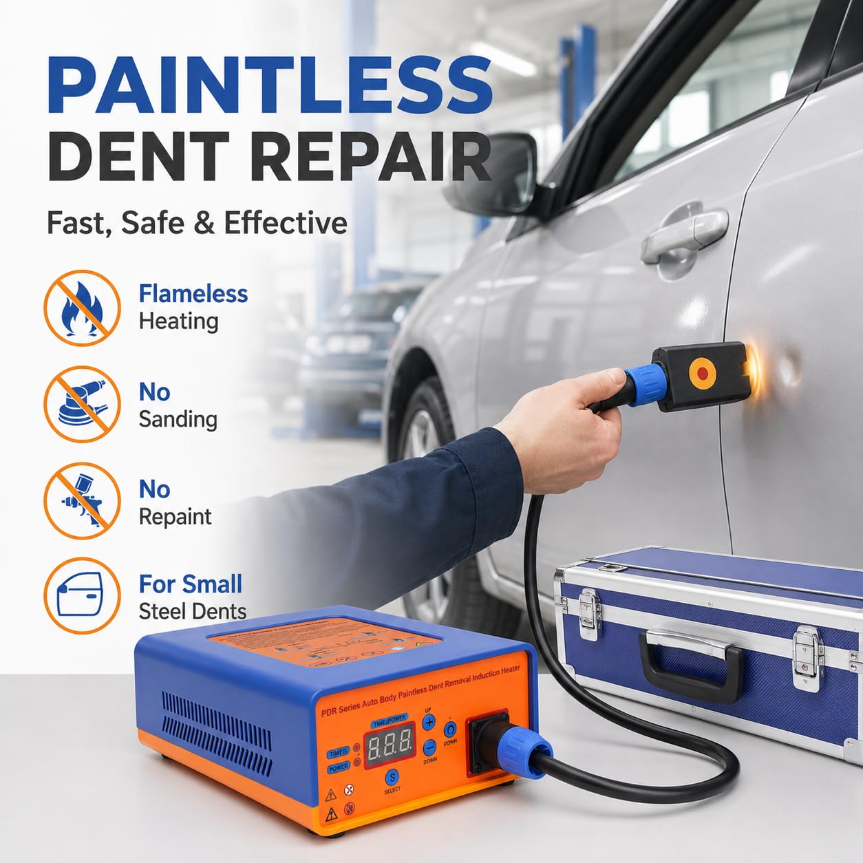 Dispositivo riscaldante a induzione da 1380 W, dispositivo di riparazione delle ammaccature per auto, PDR per riscaldamento a induzione, Hot Box, kit di riparazione per carrozzeria e