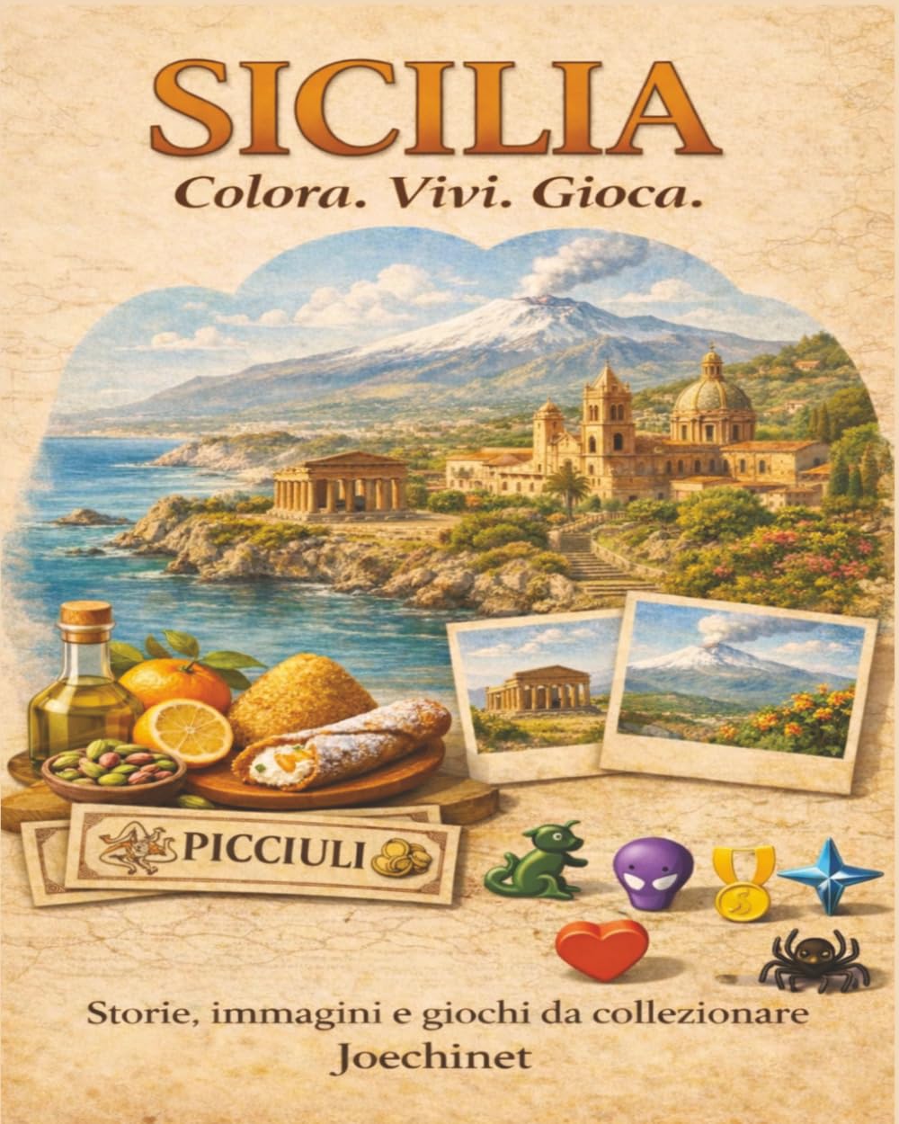 Sicilia: Colora, Vivi, Gioca.: Libro da colorare e da vivere: racconti, illustrazioni e gioco da tavolo fai-da-te ispirato alla Sicilia