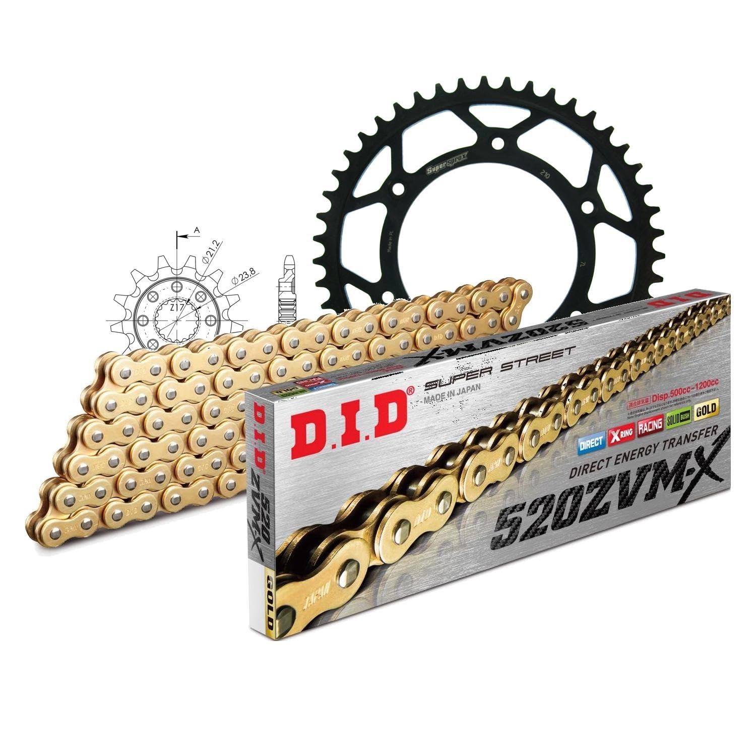 Zestaw łańcuchów DID stal 520ZVM-X / 116 Endless do HM CRE F R 250/450 ccm rok prod. 2004-2006