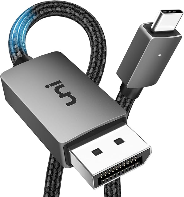 uni USB C to DisplayPort 1.4 Cable 6FT, [8K@60Hz, 4K@144Hz] Thunderbolt 4/3 to DP Cable Support 2K@240Hz, 32.4 Gbps, FreeSync, G-Sync, HDR Compatible with MacBook Pro/Air, iPad Pro, iMac, Odyssey G9