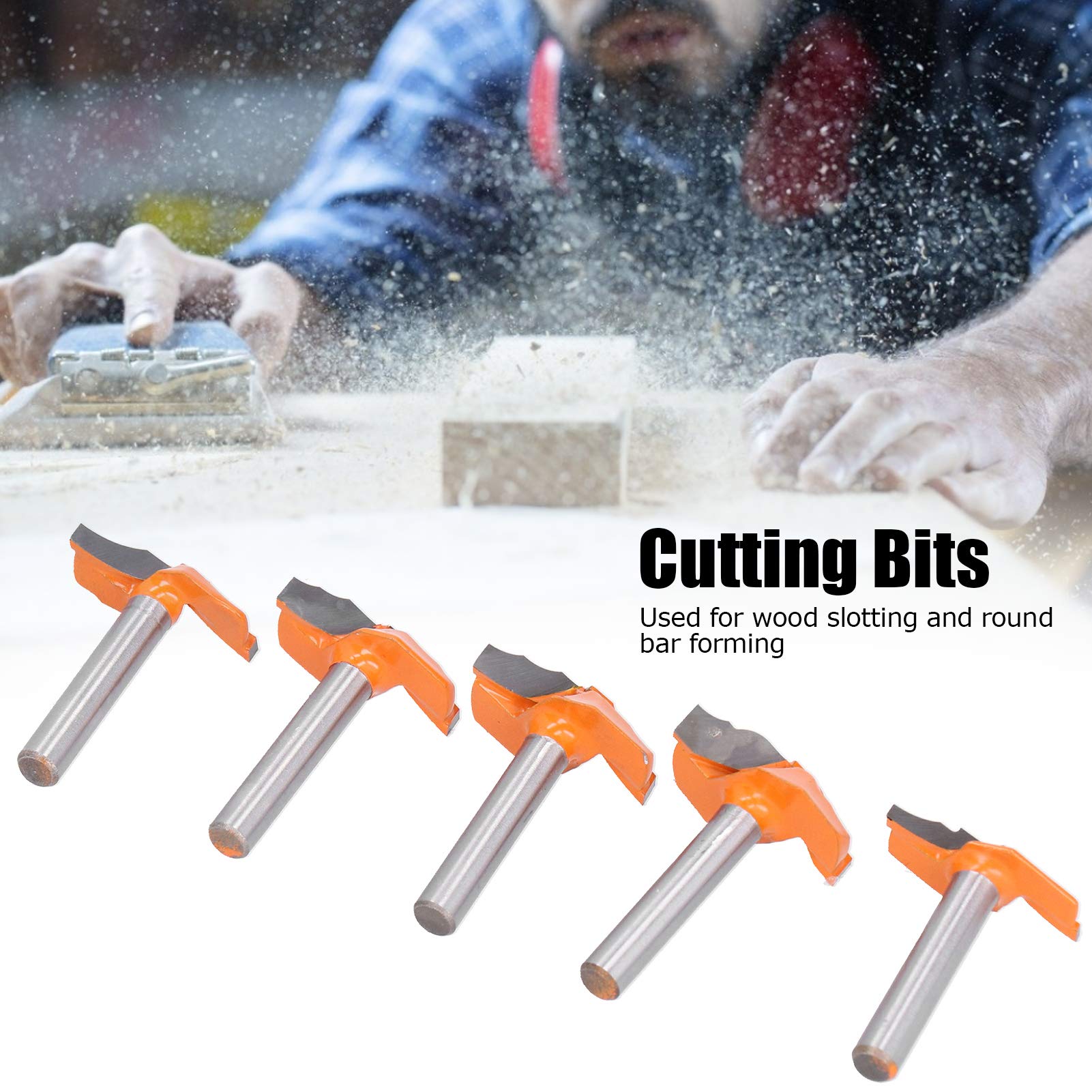 Set di 5 frese per fresa con gambo da 6 mm, frese per lavorazione del legno con punta in carburo di grado professionale, per la realizzazione di ante di armadietti e lavora