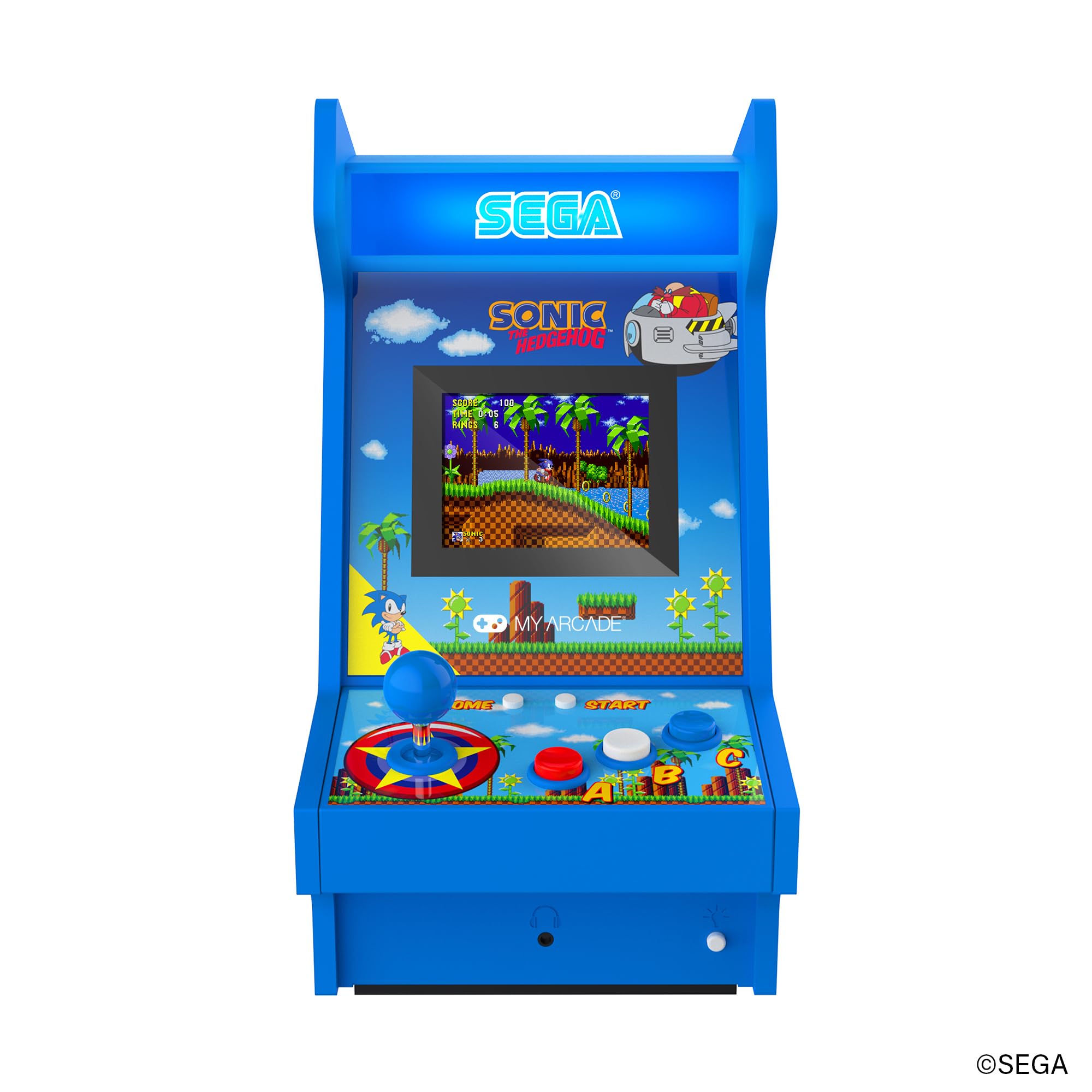 MY ARCADE Sonic The Hedgehog Mighty Player Console d'Arcade Portable Rétro, Écran 3,5 Pouces, 4 Jeux Inclus, Batterie Rechargeable, Bleu