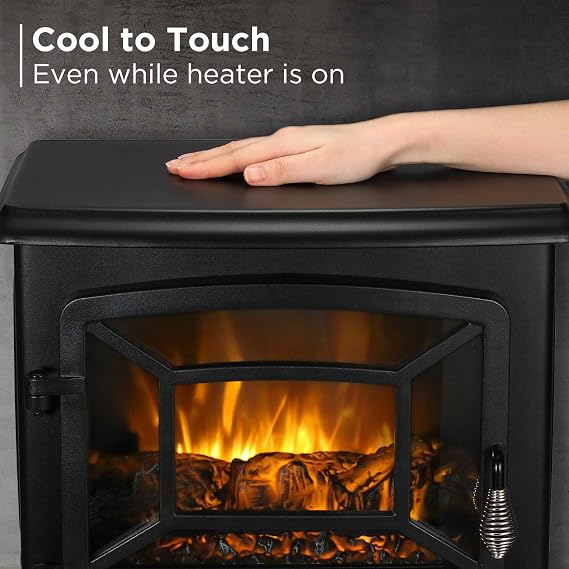 TURBRO Suburbs TS20 Electric Fireplace Heater, Freestanding Fireplace Stove with Realistic Dancing Flame Effect - CSA Certified - Overheating Safety Protection - Easy to Assemble - 20 1400W Black