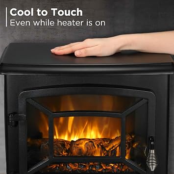 TURBRO Suburbs TS20 Electric Fireplace Heater, Freestanding Fireplace Stove with Realistic Dancing Flame Effect - CSA Certified - Overheating Safety Protection - Easy to Assemble - 20 1400W Black