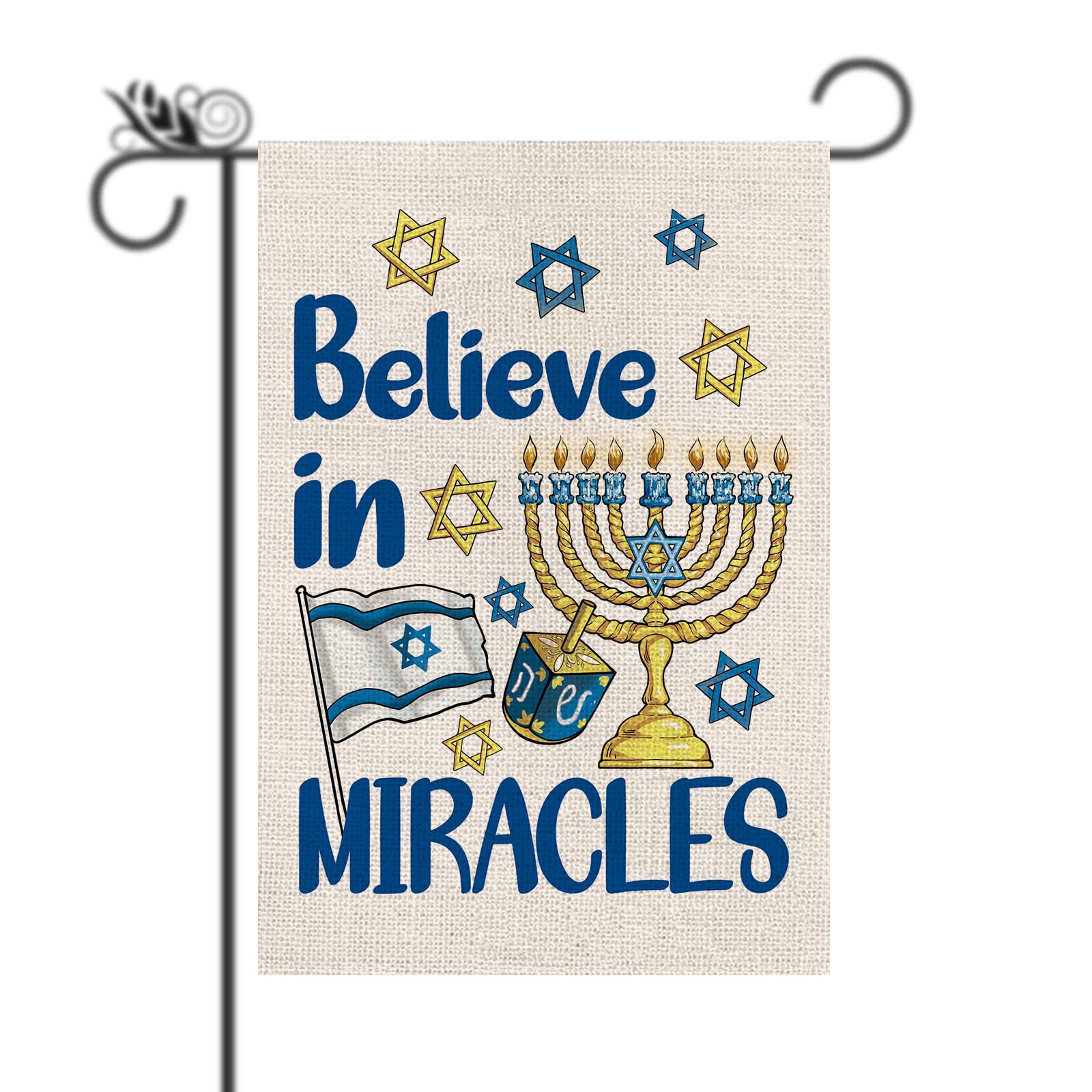 Drapeau de jardin Hanoukka Believe in Miracles pour partager la magie des fêtes en famille